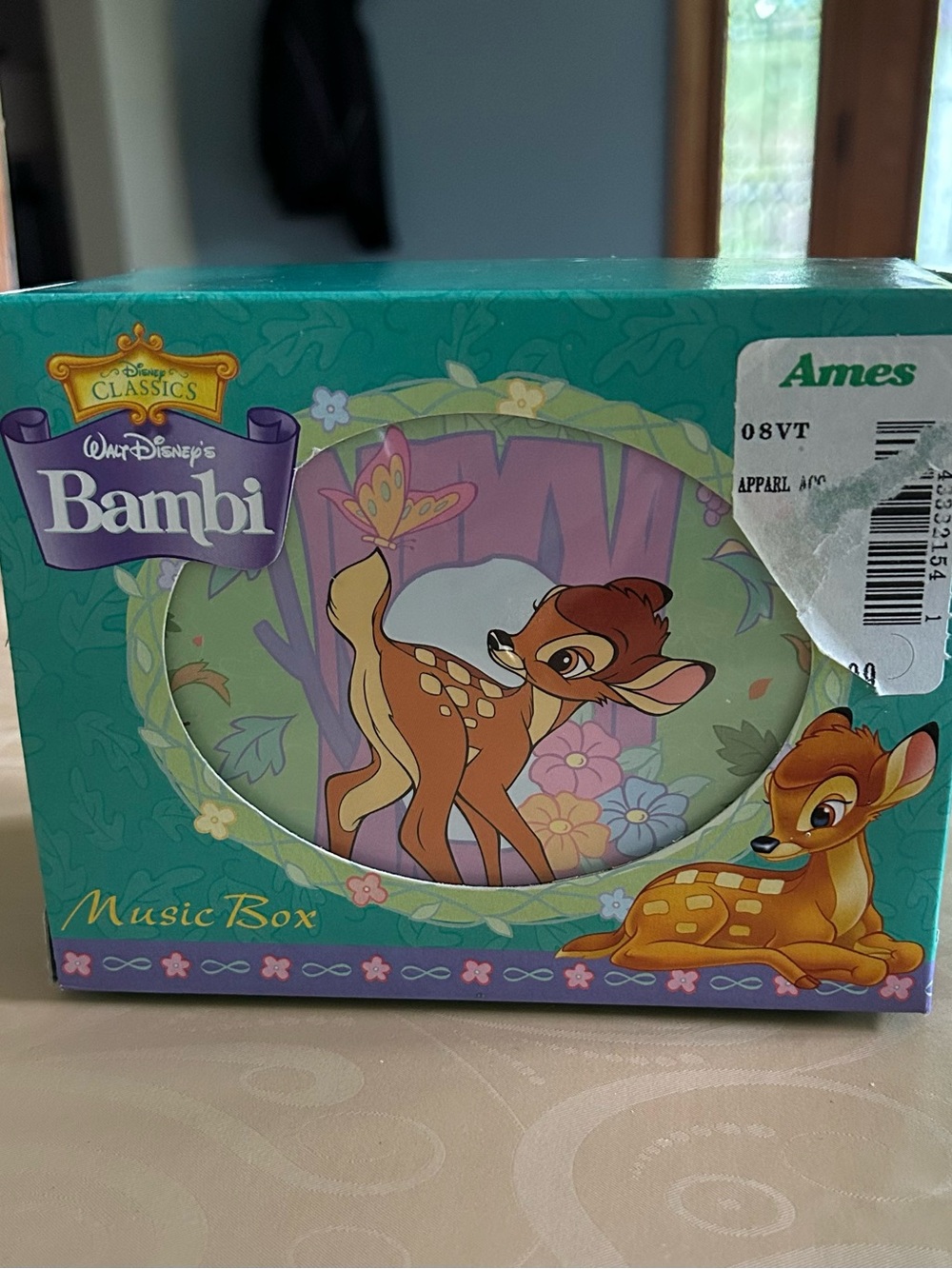 New - Vintage Disney Bambi Wind-up Musical Jewelry Box